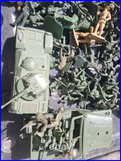 Huge Lot Toy Soldier Army Men Vehicles Cowboys Indians Animals Horses VINTAGE
