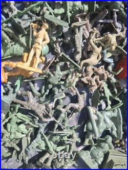 Huge Lot Toy Soldier Army Men Vehicles Cowboys Indians Animals Horses VINTAGE