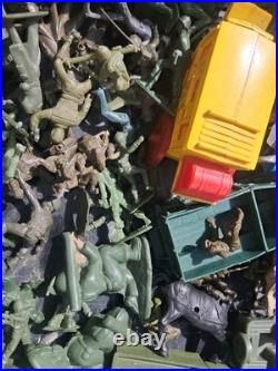 Huge Lot Toy Soldier Army Men Vehicles Cowboys Indians Animals Horses VINTAGE