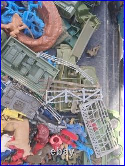 Huge Lot Toy Soldier Army Men Vehicles Cowboys Indians Animals Horses VINTAGE