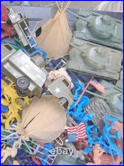 Huge Lot Toy Soldier Army Men Vehicles Cowboys Indians Animals Horses VINTAGE
