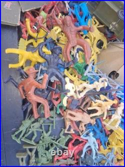 Huge Lot Toy Soldier Army Men Vehicles Cowboys Indians Animals Horses VINTAGE