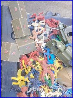 Huge Lot Toy Soldier Army Men Vehicles Cowboys Indians Animals Horses VINTAGE