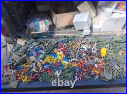 Huge Lot Toy Soldier Army Men Vehicles Cowboys Indians Animals Horses VINTAGE