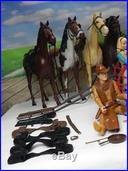 Huge Lot Vintage Marx Johnny West Action Figures Horse Set Accessories 12 1960s