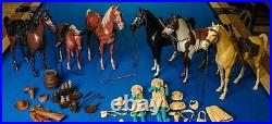 Huge Lot! Vintage Marx Johnny West with figures, 6 horses, accessories. Excellent