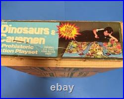 Huge Vintage 1981 Dinosaurs & Cavemen Playset DFC 3'x4' Playmat 170 Figures EXC