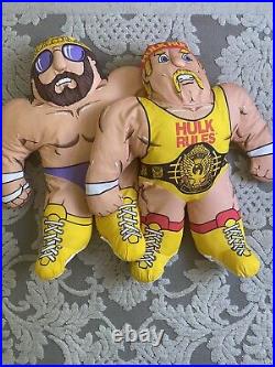 Hulk Hogan Macho Man WWF Pillow Buddy Buddies Vintage Retro 1990 Tonka Toy