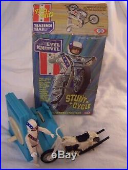 IDEAL No. 3407-4 1975 Evel Knievel Stunt Cycle, Energizer, Figure, Original Box