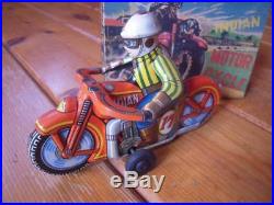 INDIAN MORTER CYCLE Vintage Tin plate Figure Vehicle Extra rare Mede in Japan