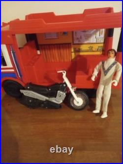 Ideal Evel Knievel Scramble Van Toy with Motorcycle and Figure Vintage 1970s
