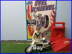 Ideal Vintage Evel Knievel Stunt Cycle with Figure, Red Energizer