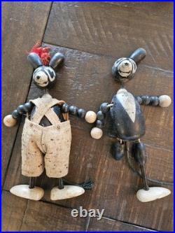 Ignatz Mouse ca. 1930's Wooden Jointed Toy Figure 5.5 LOT OF 2 Krazy Cat Mickey