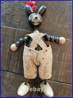 Ignatz Mouse ca. 1930's Wooden Jointed Toy Figure 5.5 LOT OF 2 Krazy Cat Mickey