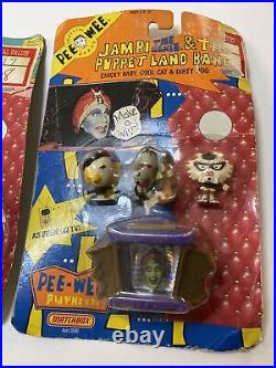 LOT OF 3 Vintage Pee-Wee's Playhouse Action Figures On Card Jambi Conky Read Des
