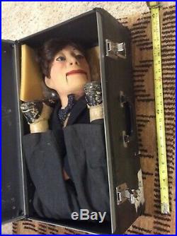 Large ANTIQUE OLD VENTRILOQUIST FIGURE WithCase GLASS BLUE EYES