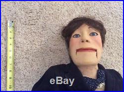 Large ANTIQUE OLD VENTRILOQUIST FIGURE WithCase GLASS BLUE EYES