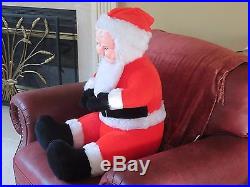 Large Vintage 1960'S Superior Toy Novelty 30 Sitting Santa Plush with Rubber Face