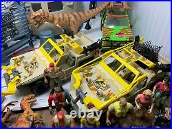 Large Vintage Jurassic Park Toy Lot Figures, Dinos, Vehicles, And Accessories