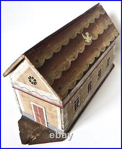 Late 19th Century Flat Bottom Toy Noah's Ark with 34 Figures. German Circa 1880