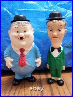 Laurel & Hardy 1960s Italian 8 Squeeze Figures (Works Perfectly! Hats Pop Up!)