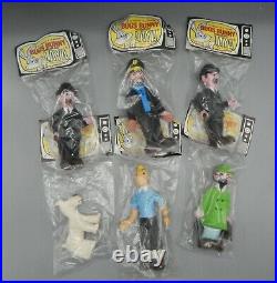 Laya 1970s vintage TINTIN squeeze toy set 6 figures Tin Tin Snowy Haddock HERGE