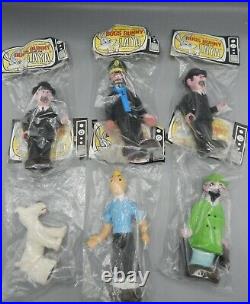 Laya 1970s vintage TINTIN squeeze toy set 6 figures Tin Tin Snowy Haddock HERGE