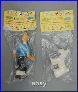 Laya 1970s vintage TINTIN squeeze toy set 6 figures Tin Tin Snowy Haddock HERGE