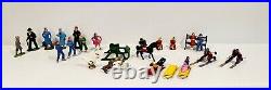 Lot Barclay Lead/Metal Skiers Skaters Sleigh Chicken Horse Dogs Figures 25 Piece