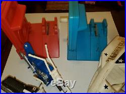 Lot Evel Knievel Toys Figure Stunt Sky Cycle Chopper Dragster Red/Blue Launcher