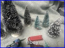 Lot LEAD BARCLAY Winter Scene Sled Skiers Skater Sleighs Trees Figures RARE Xmas