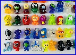Lot Of 98 Vintage GOGO's CRAZY BONES Figurines withCollector Tin & Stickers