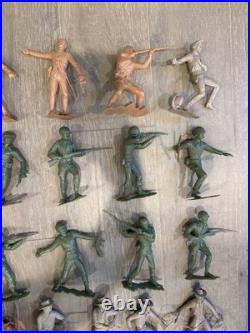 Lot Of Vintage 1964 Louis Marx & Co. Cowboys Knight & Indians 6 Plastic Figures