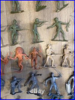 Lot Of Vintage 1964 Louis Marx & Co. Cowboys Knight & Indians 6 Plastic Figures