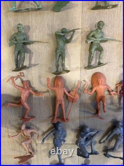 Lot Of Vintage 1964 Louis Marx & Co. Cowboys Knight & Indians 6 Plastic Figures