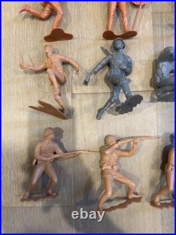 Lot Of Vintage 1964 Louis Marx & Co. Cowboys Knight & Indians 6 Plastic Figures