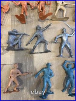 Lot Of Vintage 1964 Louis Marx & Co. Cowboys Knight & Indians 6 Plastic Figures