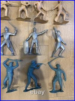 Lot Of Vintage 1964 Louis Marx & Co. Cowboys Knight & Indians 6 Plastic Figures