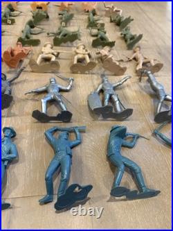 Lot Of Vintage 1964 Louis Marx & Co. Cowboys Knight & Indians 6 Plastic Figures