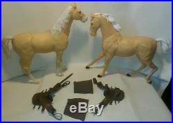 Lot Vintage Marx Johnny West & Fighting Eagle Indian Figures Horses & Flame