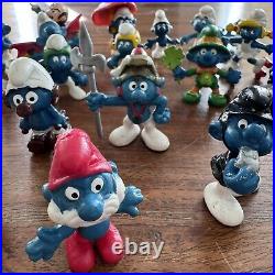 Lot of 24 Vintage Mixed Smurfs Figures Schleich Peyo Toy Hong Kong 70s 80s