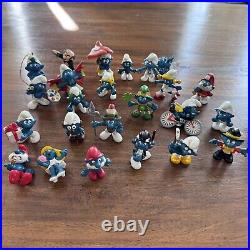 Lot of 24 Vintage Mixed Smurfs Figures Schleich Peyo Toy Hong Kong 70s 80s