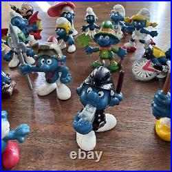 Lot of 24 Vintage Mixed Smurfs Figures Schleich Peyo Toy Hong Kong 70s 80s