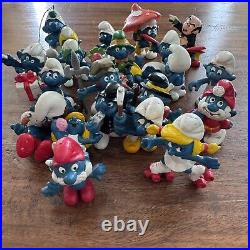 Lot of 24 Vintage Mixed Smurfs Figures Schleich Peyo Toy Hong Kong 70s 80s