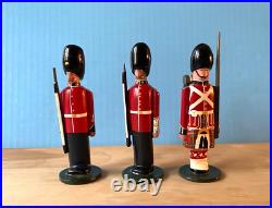 Lot of 3 vintage wooden toy soldiers carved wood figures Kirby Erzgebirge style