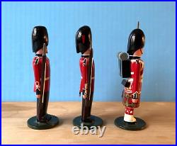 Lot of 3 vintage wooden toy soldiers carved wood figures Kirby Erzgebirge style