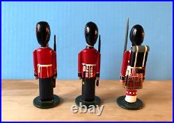 Lot of 3 vintage wooden toy soldiers carved wood figures Kirby Erzgebirge style