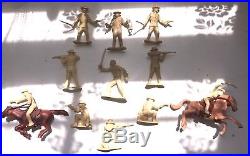 Marx 60mm Tan Ft Apache Cavalry Figures COMPLETE SET + 2 horses/bridles/saddles