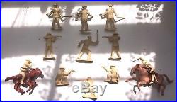 Marx 60mm Tan Ft Apache Cavalry Figures COMPLETE SET + 2 horses/bridles/saddles