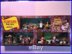 Marx Fairykins triple play set gift box with miniature plastic fairytale figures